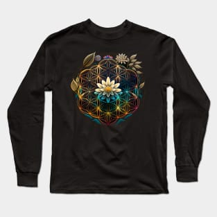 Lotus Flower Symbol For Yoga Lover Buddhist Meditation Long Sleeve T-Shirt